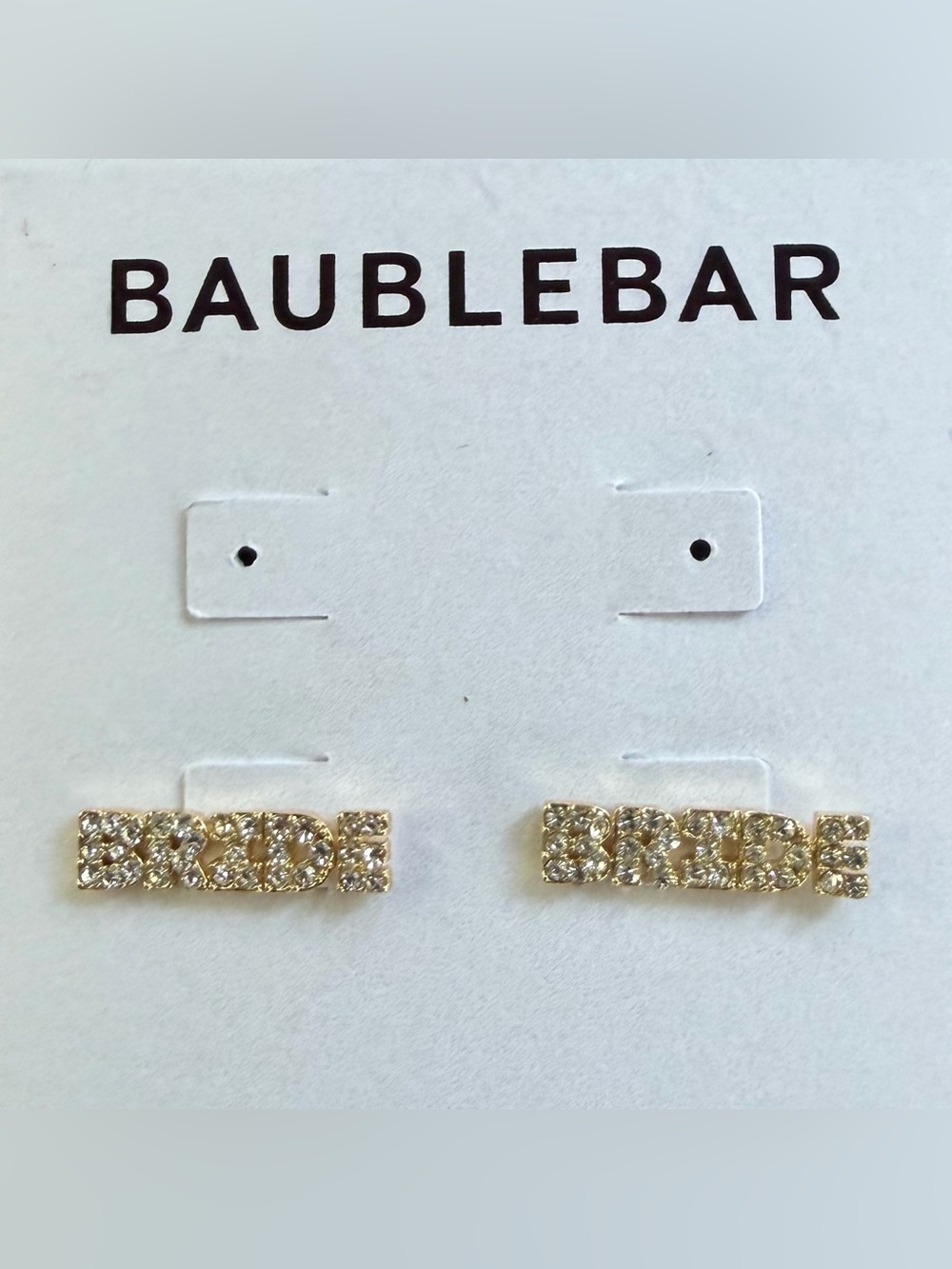 Nordstrom Gold Crystal 'BRIDE' Pavé Stud Earrings